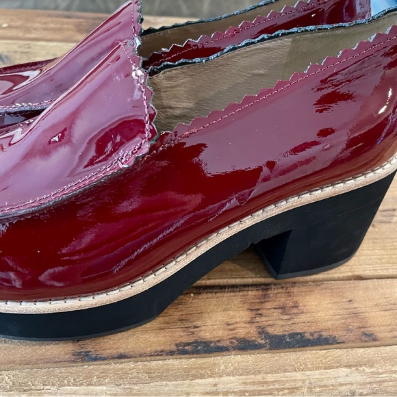 Eileen Fisher Harria Platform Maroon Patent Loafers - Picture 5 of 13